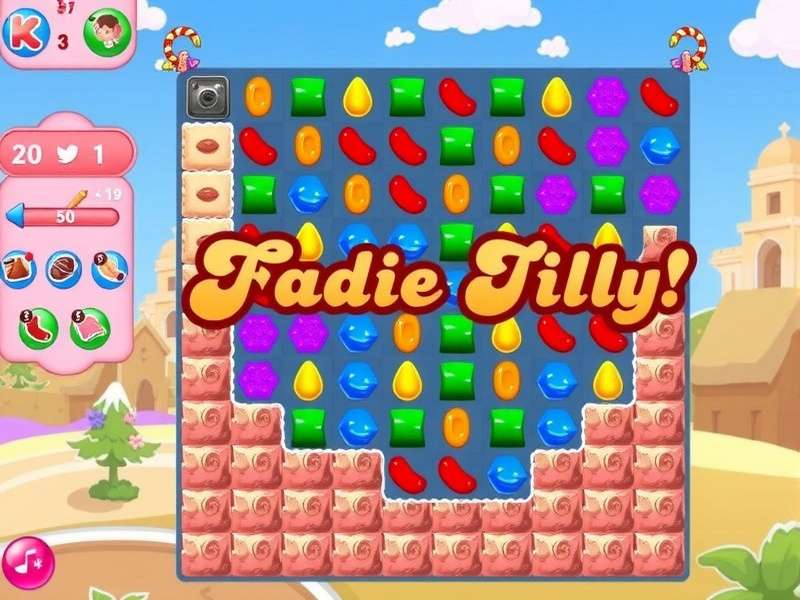 Candy Crush Saga gameplay screenshot showing colorful candies and level objectives