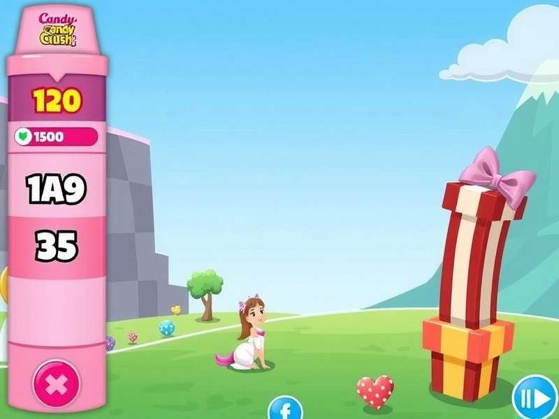 Candy Crush Saga gameplay with colorful candies and boosters