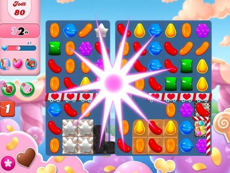 Advanced Candy Crush Soda Saga level with chocolate fountain and double frosting