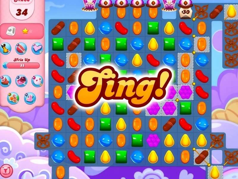Candy Crush Saga gameplay with special candies and high score
