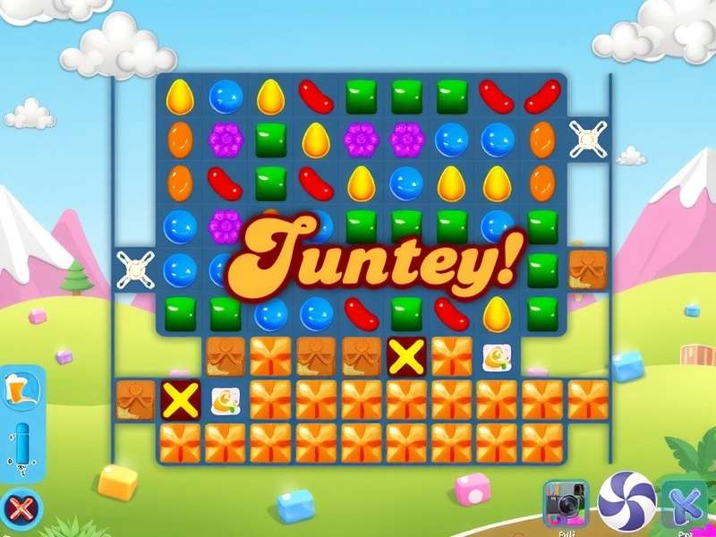 Candy Crush Saga gameplay showing colorful candies and special combos