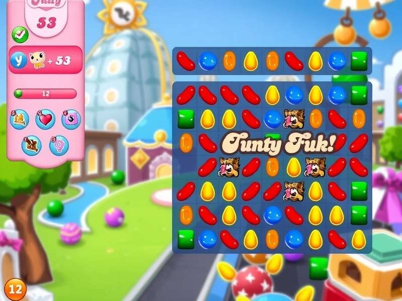 Close-up of a smartphone playing Candy Crush Saga