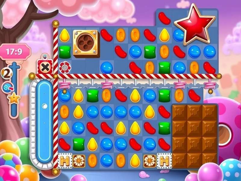 Candy Crush Saga gameplay showing boosters and special candies