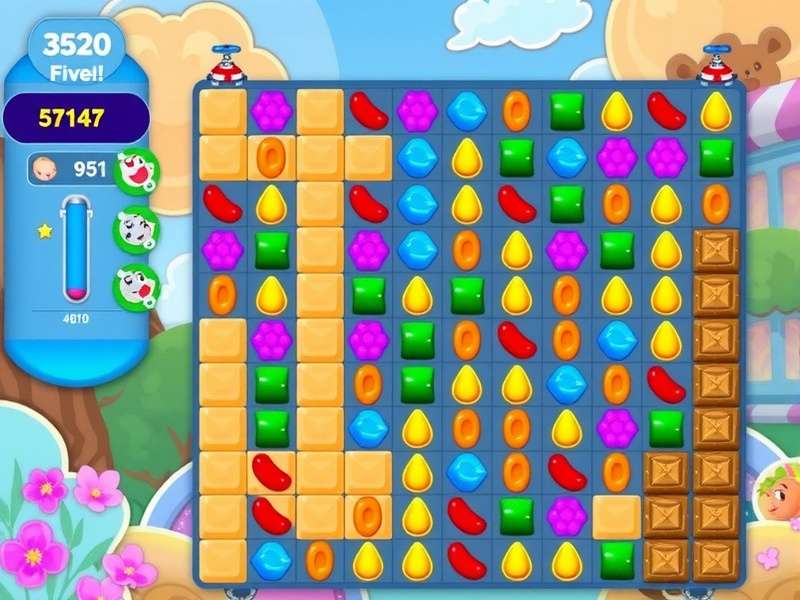 Candy Crush Saga Level 3520 gameplay board with challenging layout