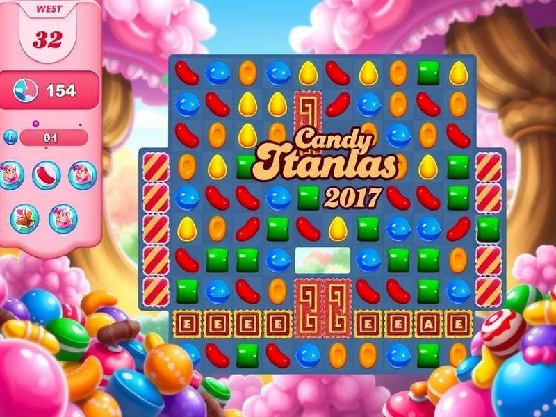 Candy Crush Saga gameplay screenshot showing colorful candies and boosters
