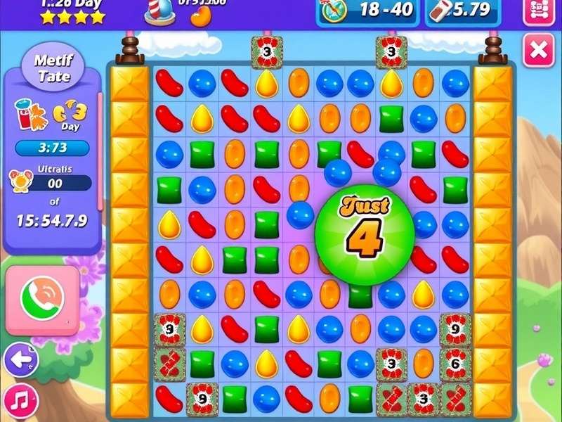 Candy Crush Saga game screen showcasing various boosters and colorful candies