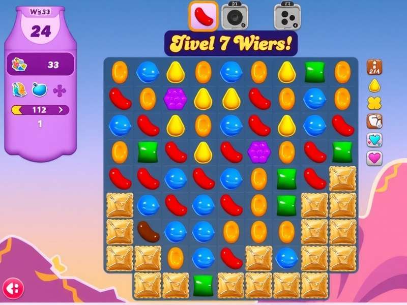 Candy Crush Saga Level 7 board layout analysis showing optimal candy placement
