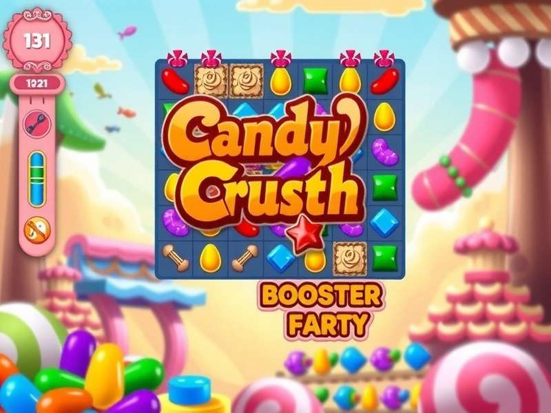 Candy Crush Saga Party Booster in action showing colorful candies exploding