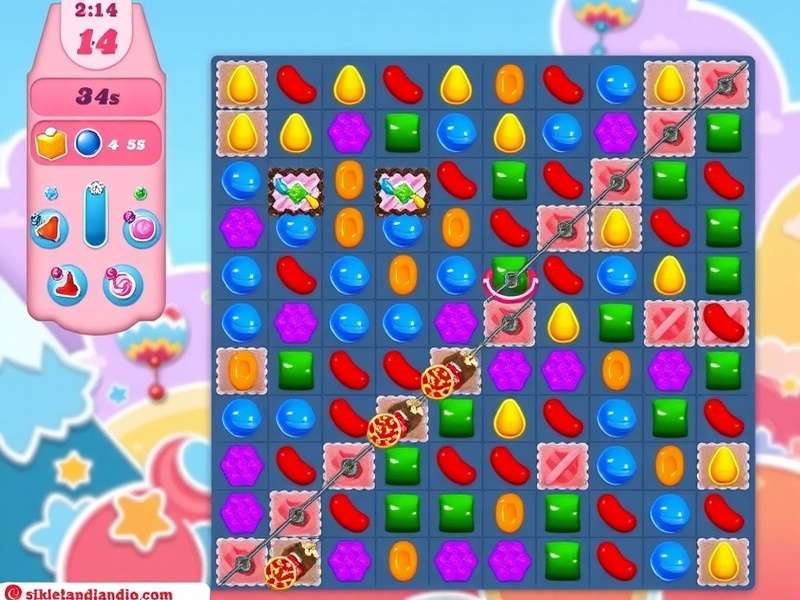 Candy Crush Saga gameplay on Android showing special candies and boosters