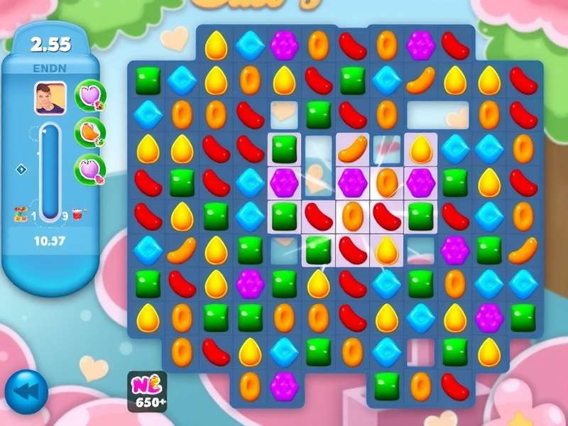 Candy Crush Saga Level 3 gameplay without boosters showing jelly patterns