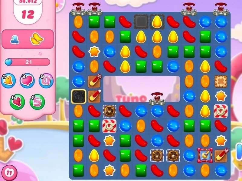 Candy Crush Saga gameplay showing candies and boosters