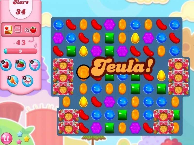 Candy Crush Saga Soda gameplay screenshot showing soda bottles and candies