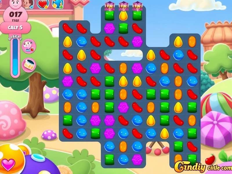 Candy Crush Saga gameplay screenshot showing colorful candies and boosters