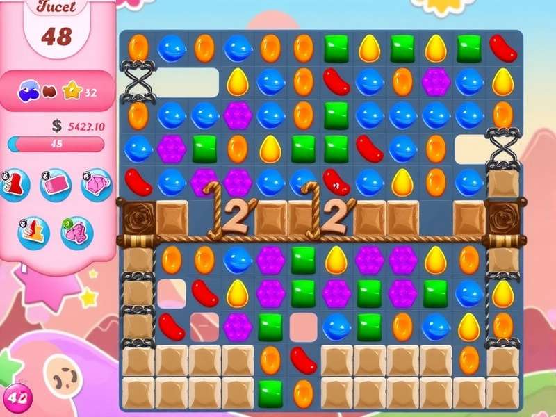 Candy Crush Saga Level 532 gameplay screenshot showing candies and obstacles
