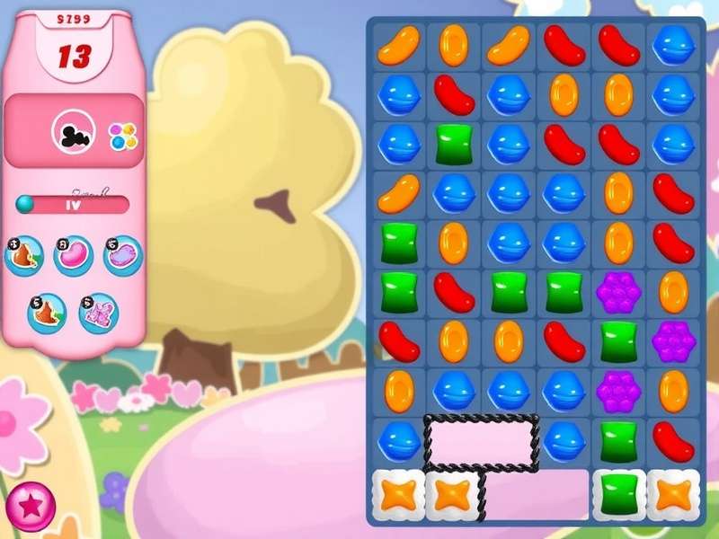 Candy Crush Saga gameplay screenshot showing colorful candies