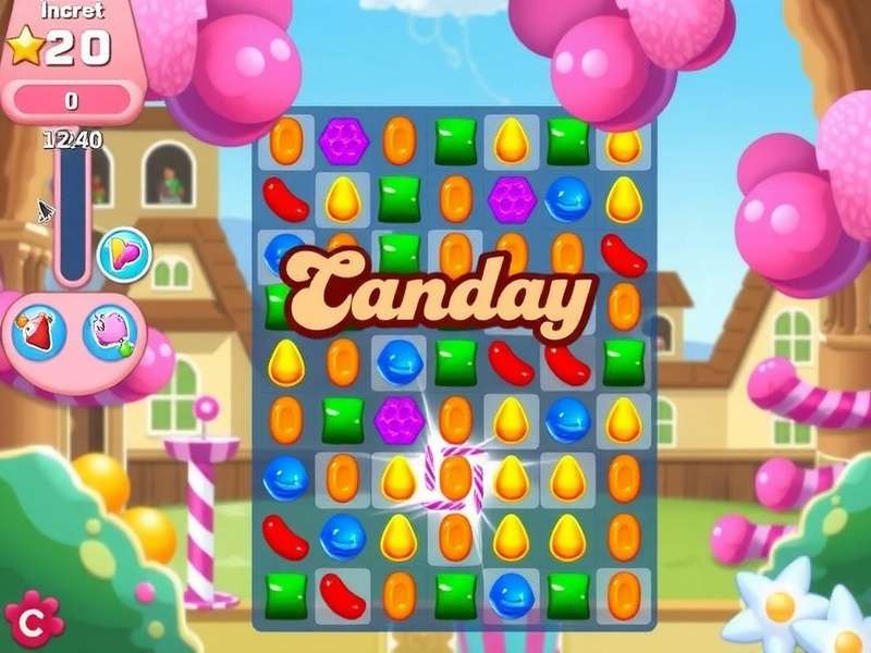 Candy Crush Saga gameplay screen showing colorful candies and boosters
