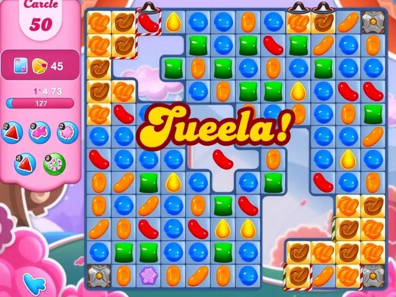 Gameplay screenshot of Candy Crush Saga being played for free on a mobile device