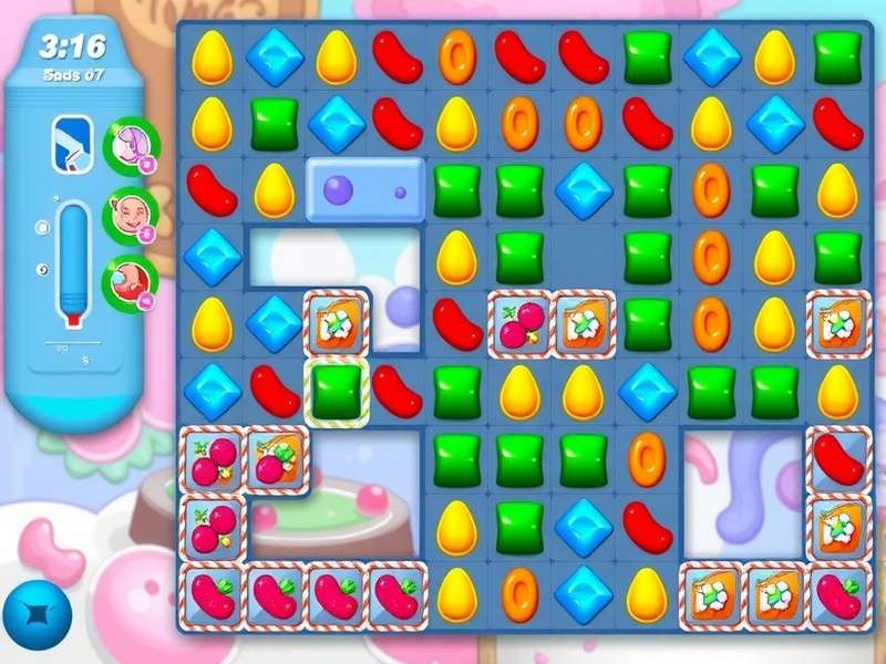 Bubbly soda drink with colorful candies