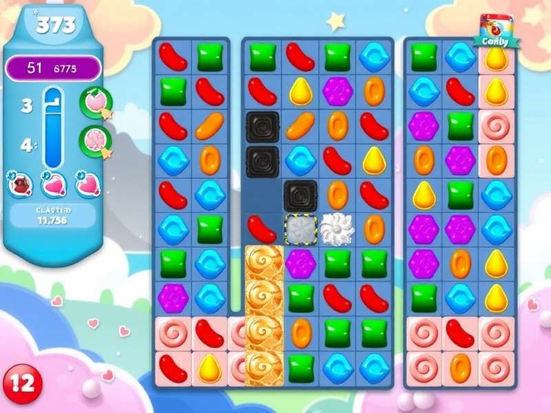 Colorful candy crush background with sweets and candies