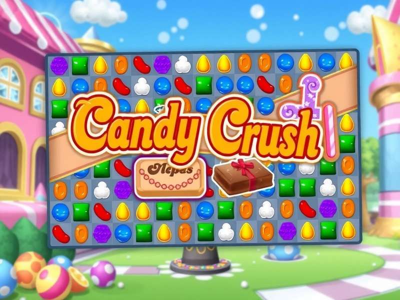 Candy Crush Saga gameplay screenshot showing colorful candies and boosters