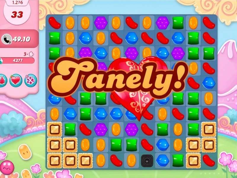 Candy Crush Saga gameplay screenshot showing colorful candies and boosters