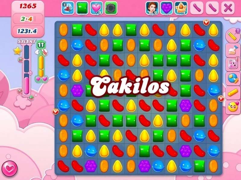 Candy Crush Saga gameplay with boosters on screen
