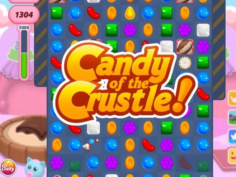 Mobile phone showing Candy Crush Saga level with many special candies