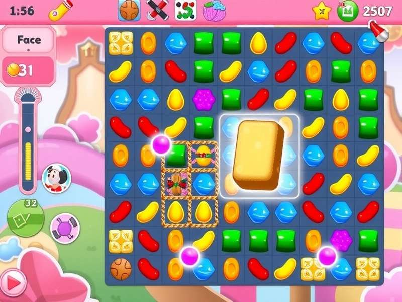 Candy Crush Saga APK gameplay showing colorful candies and boosters