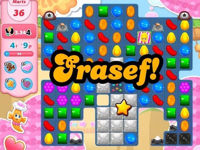 Colorful Candy Crush Saga game interface on a mobile screen