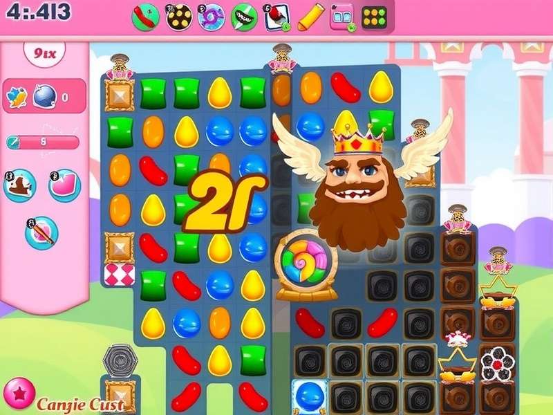 Candy Crush Saga gameplay on mobile showing vibrant candies