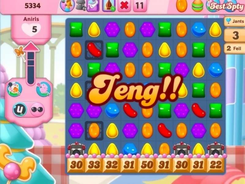 Candy Crush Saga gameplay screen with colorful candies