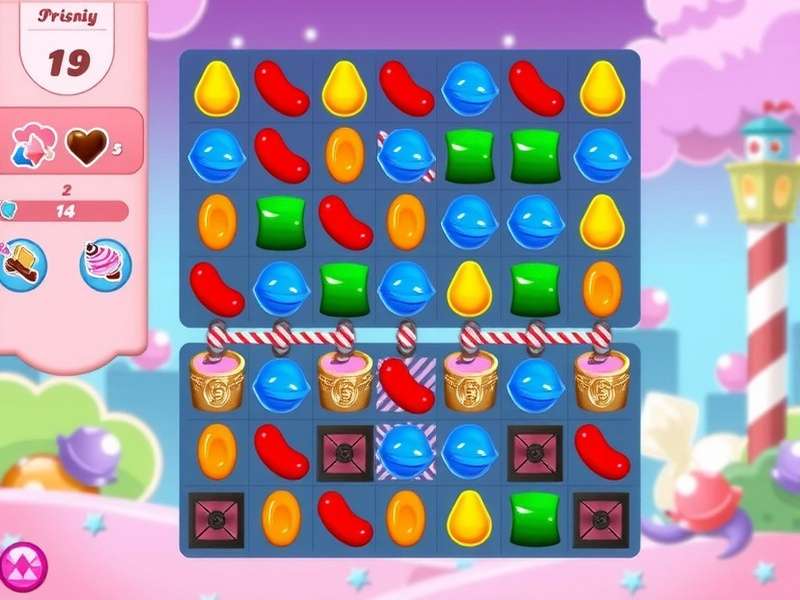 Candy Crush Soda gameplay showing soda bottles and floating candies