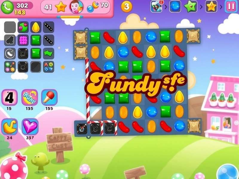 Candy Crush Saga gameplay on iPhone showing colorful candy matching interface