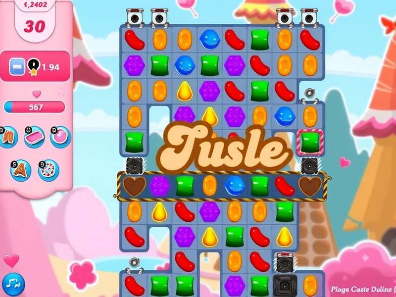 Candy Crush Saga Gameplay Screenshot showing colorful candies and boosters