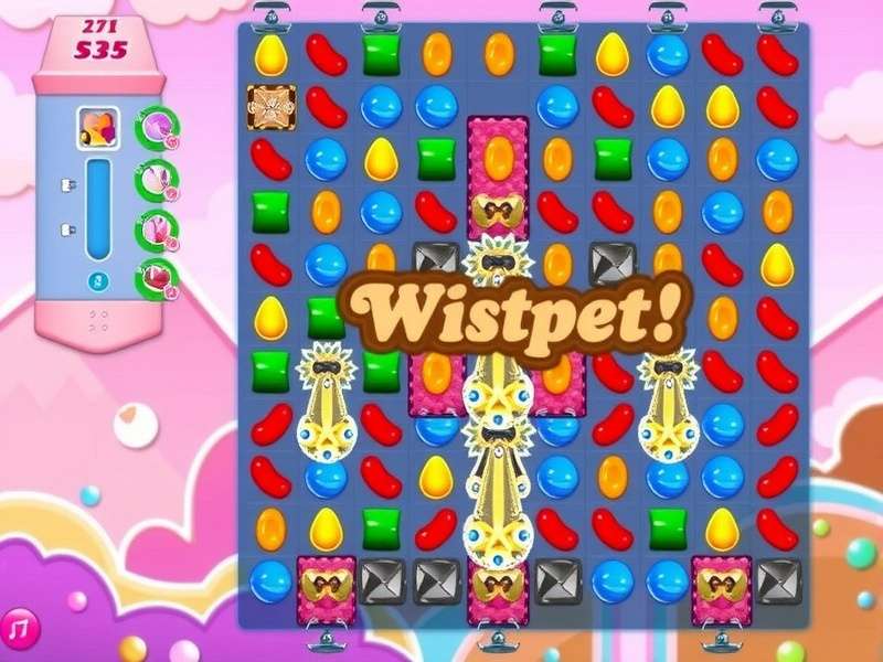 Colorful candy pieces arranged in a pattern from Candy Crush Saga game