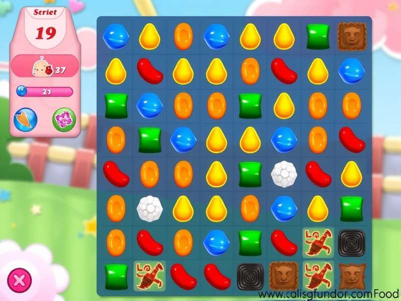 Candy Crush Saga colorful gameplay screenshot showing candies and boosters