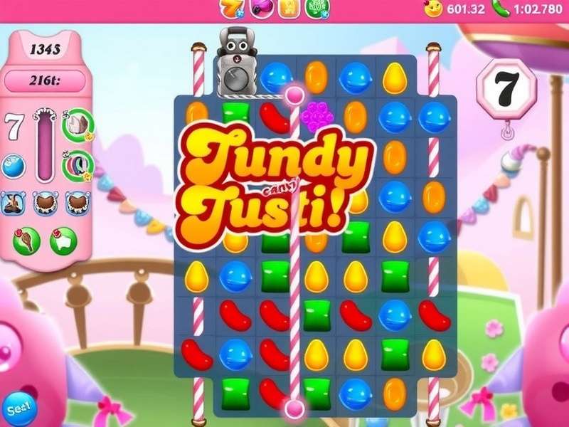 Colorful candies from Candy Crush Saga game on a mobile screen
