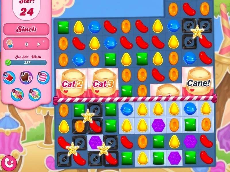 Colorful candies from Candy Crush Saga game on a screen