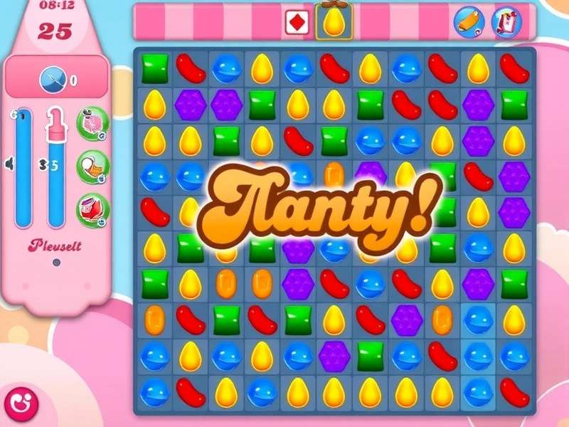 Candy Crush Saga gameplay on mobile showing colorful candies