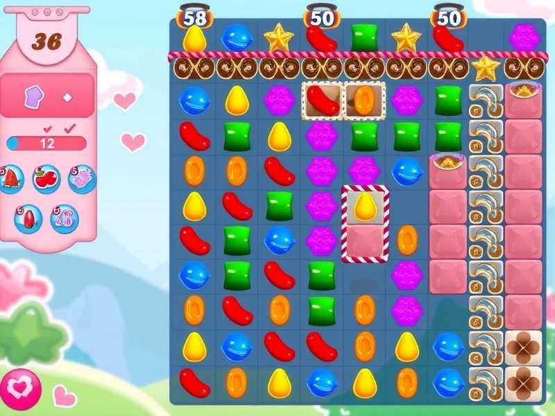 Candy Crush Saga Jelly Saga gameplay showcase with colorful jellies and candies