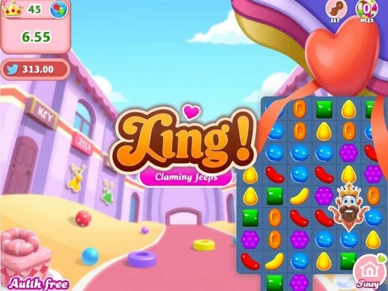 Candy Crush Saga King Mod Apk banner showing unlimited lives, boosters, and unlocked levels