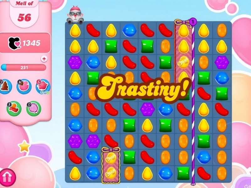 Juegos Candy Crush - Candy Crush Saga gameplay banner featuring colorful candies and boosters