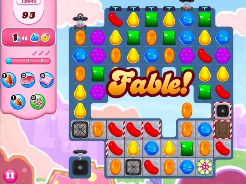 Candy Crush Saga Level 9263 game board with special candies and boosters