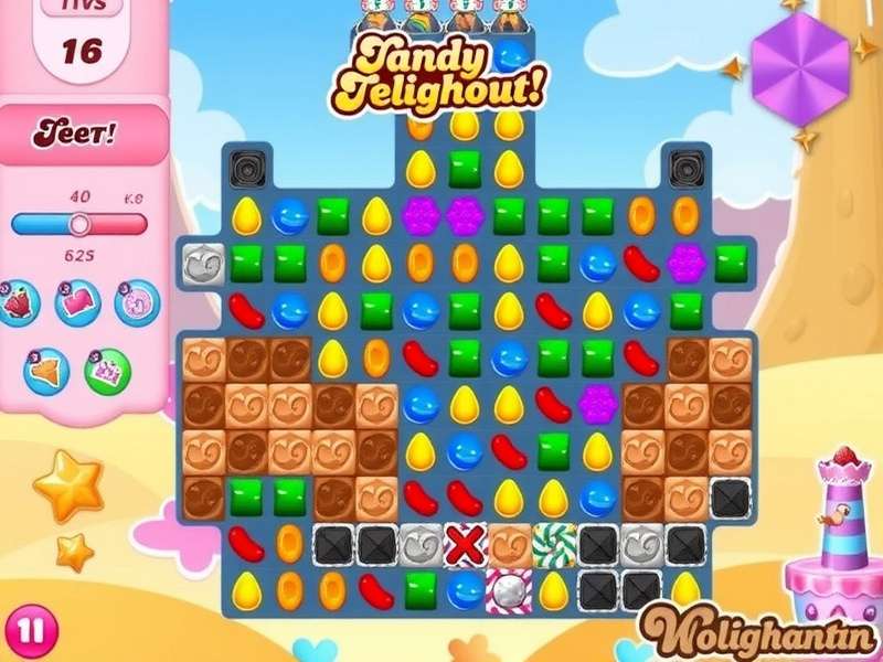 Candy Crush Saga iOS gameplay on iPhone showing colorful candies and boosters