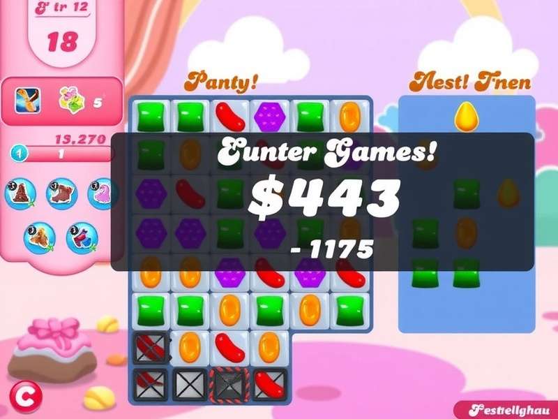 Candy Crush Saga game splash art with colourful candies and boosters